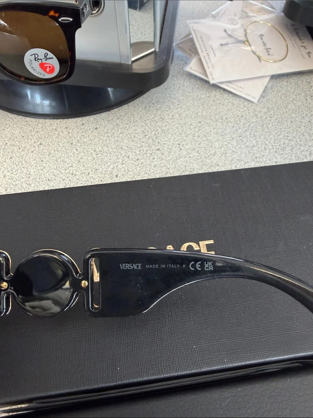 Versace Black Men’s Sunglasses with Geometric Frame